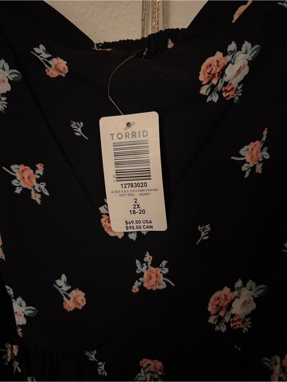 Motherhood Black Mini Dress with Peach & Light Blue Floral Print